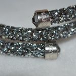 Swavorski Swarovski Stamped Silver/Black Crystal Dust Wrap Bangle Bracelet Photo 3