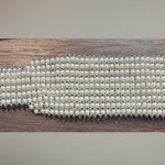 Vintage pearl and clear beaded stretchy headband preloved excelled condition White Photo 0