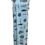 Arli Womens Blue Fish Seashells Print Maxi Dress M Puerto Vallarta Mexico Size M Photo 0