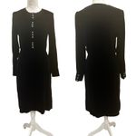 Laura Ashley VTG 1990s Black Silk Velvet Midi Dress Holiday Gothic Cottage Small Photo 1
