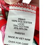 Fig & Flower Floral Lace Trimmed Tie Front Blouse‎ Top M Red Size M Photo 10