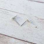 Very Small Silver Tone Feather Stud Earrings Photo 2