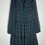 J.Crew Tie-neck tiered dress in Black Watch tartan size XS Photo 2
