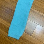 ZARA Teal Blue Fuzzy Cropped Sweater Long Sleeve Crew Neck Super Cropped Medium Photo 2