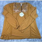 Knox Rose  Womens Long Sleeve Embroidered‎ Lace Yoke Peasant Blouse Top Size XXL Photo 1