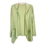 LOGO By Lori Goldstein LOGO Lounge French Terry Cardigan Waffle Knit Crochet Hoodie Women Size Medium Photo 3