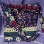 Boho Quilt Fabric Purse Lightweight, Crossbody Zipper Closures Navy Red Green Blue Photo 0