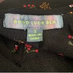 Good Luck Gem  Black Floral Long Sleeve Ruffle Short Dress, Size Small Photo 7