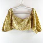 Girl and the Sun Imia Puff Short Sleeve Crop Top Green Medium Photo 1