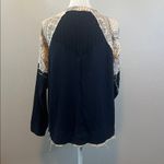 Miss Me Mixed Media Long Sleeve Knit Top Blue/Cream Size Smal Photo 2