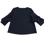 COS  Navy Blue 3/4 Sleeve Ruffle Frill Swing Top Blouse Scuba Fabric Size S NWOT Photo 10