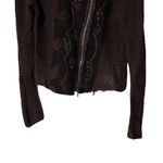 Free People  Women’s Sz M Femme Fatale Brown Moto Knit Full Zip Cardigan Jacket Photo 3