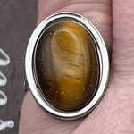 Handmade Tiger’s Eye Oval Ring | Adjustable Boho Stainless Steel Jewelry Photo 0