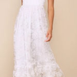 Lulus NWT  Notable Elegance White Mesh Floral Applique Bustier Midi Dress Size S Photo 0