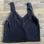 American Eagle  Lace Navy Blue Ribbed Tank Top Photo 0