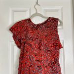 Maje  Rivele Ruffled Leopard-print Crepe Midi Dress Size Large Red Animal Print Photo 4