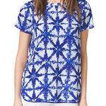 Michael Kors  Blue/White Tie Dye Crepe Shirt Size Small Photo 0