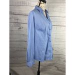 Lane Bryant  Button Front Shirt Womens 20 Blue Collar Long Sleeves Cotton Stretch Photo 2