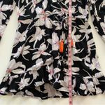 Blue Island  Black & White Surplice Floral Tropical Long Sleeve Mini Dress Small Photo 4