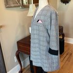 Vintage Cary Robins Long Blazer Black Pink White Suit Jacket Size L Photo 4