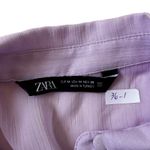 ZARA  Purple Sheer Unlined Collared Top Women's Blouse Size Medium | 36-1 Photo 2