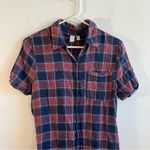 Susina Dress Red & Blue Plaid Short Sleeves Button Down Sz XS GUC Flannel Style Photo 1