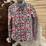 Cruel Girl  Red and Blue Floral Snap Front Shirt Photo 0