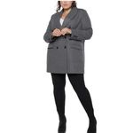Double Breasted Herringbone Blazer Pea Coat 1X Gray Photo 1