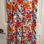 Joie  Floral Linen Blend Wide Leg Pants Orange Pink Blue White Size 8 Photo 0