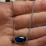 Kendra Scott Necklace Elisa Pendant Silver Cobalt Cat's Eye Photo 0