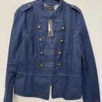 Banana Republic $168 Military NWT Dark Blue Denim Structured Jacket Large Photo 2