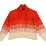 525 America  Sweater Womens Small Orange Ombre Turtleneck Chunky Knit Preppy Cozy Photo 0