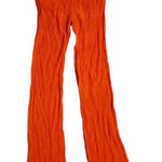 Bershka  Women's High-Waisted Ribbed Flare Leggings  Rust/Orange Colored Photo 0