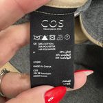 COS  women’s Size 34 S Trench Coat Belted Jacket Khaki Long Collarless Pockets Photo 10