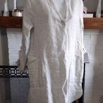 Tahari  Black And White Pinstripe Linen Tunic Dress Photo 0