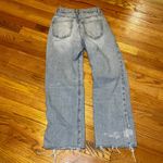 Garage  Wide Leg Denim Jeans Light Wash Distressed Frayed Hem Women's 0/24 Photo 9