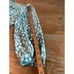 Skies Are Blue  Teal White Leopard Print Button Up Long Sleeve‎ Blouse Women's M Photo 6