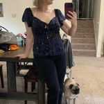 Unique Vintage blue cutout tie top Photo 5