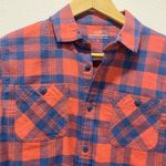 Vineyard Vines  Women's Linen Blend Plaid Flannel Button Up - Large Photo 1