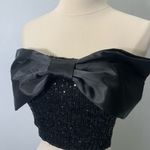 Wildfox Alston Strapless Sequin Satin Bow Top Black size XS Photo 3