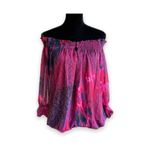 Bisou Bisou ‎ Womens Blouse S Maternity Blouson Off Shoulder Top Red Purple NEW Photo 2