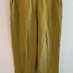 Eileen Fisher 100% Linen Adjustable Waist Olive Green Trouser Pant Small Photo 0