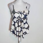 Beachsissi  Black and Gold Floral Print Tankini Swimsuit NWT Size Large Photo 3