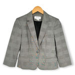 Calvin Klein | Size 6 - Medium | Grey Plaid Classic Cropped Length Blazer Jacket Photo 0
