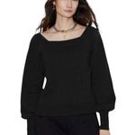 Rebecca Minkoff  Ariel Square Neck Puff Sleeve Sweatshirt in Black XS Photo 0