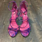 Giani Bernini Gianni‎ Bini Womens Kameela Snake Print Heels Strappy Leather Pink Purple 8.5 Photo 1