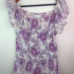 Rene Margo 2X Short Capped Sleeved Peasant Plus in Purple White Paisley Photo 0