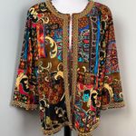Vintage Joan Rivers Moroccan Flare Open Front Blazer Jacket Cardigan Artsy 1X Black Size XL Photo 0