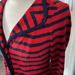 CAbi Yacht Club Blazer Small Red Navy Stripe Nautical Cotton Jacket Photo 3