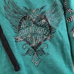 Rock & Roll Cowgirl  XXL Hoodie Sweatshirt Studs Wings Heart Full Zip Spellout Photo 2